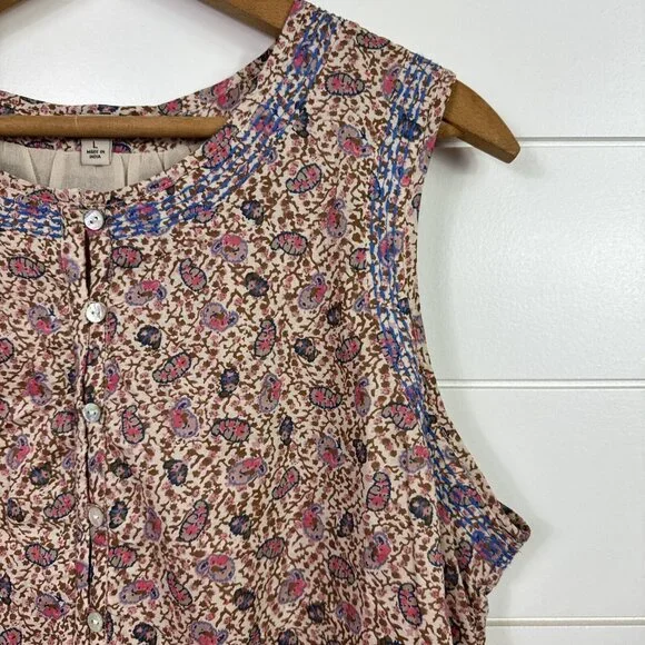 Lucky Brand Pink Floral Sleeveless Drawstring Midi Dress - Picture 3 of 7